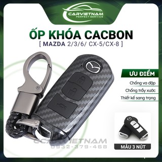 Ốp chìa khoá mazda 3/2/6/cx5/cx8 - bọc khoá xe ô tô vân carbon cao cấp loại i