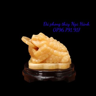 Cóc ba chân, thiềm thừ phong thủy đá ngọc hoàng long - dài 12cm & 15cm