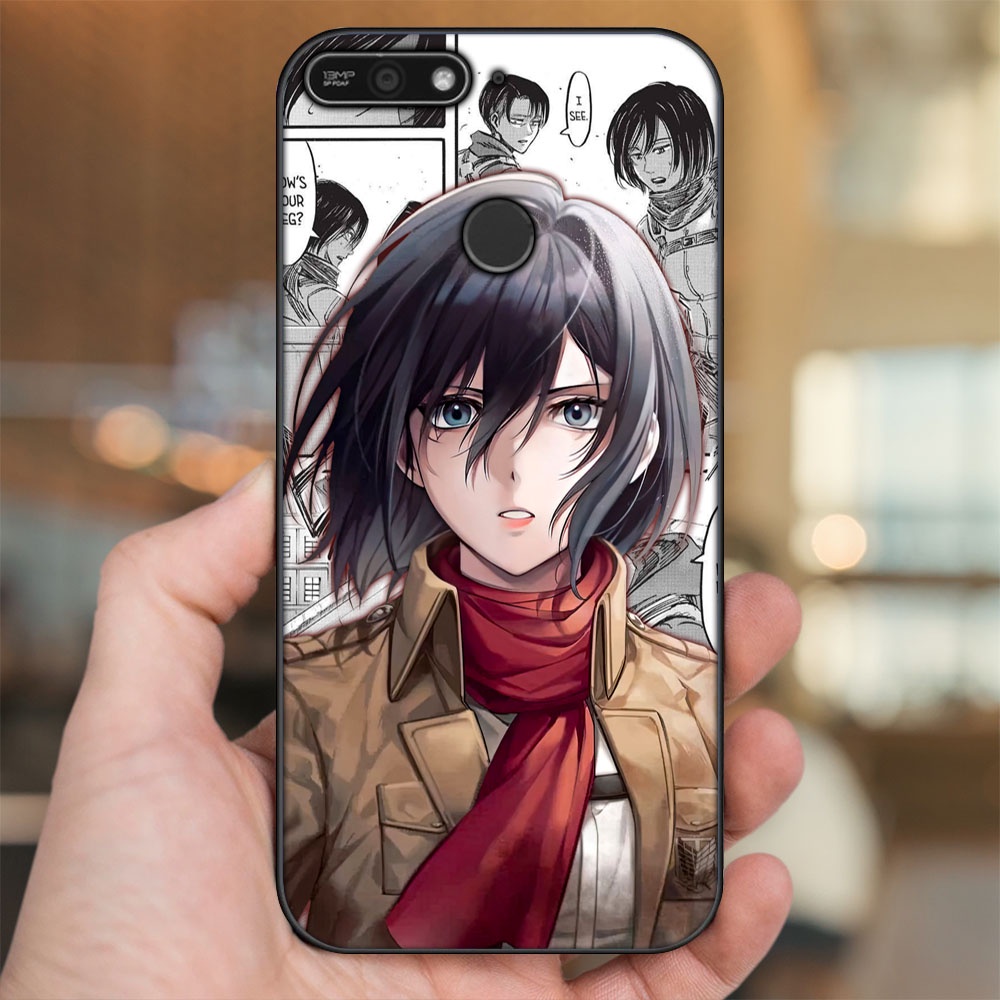 Ốp lưng Huawei Y6 Prime viền đen in hình Mikasa Ackerman Attack On Titan