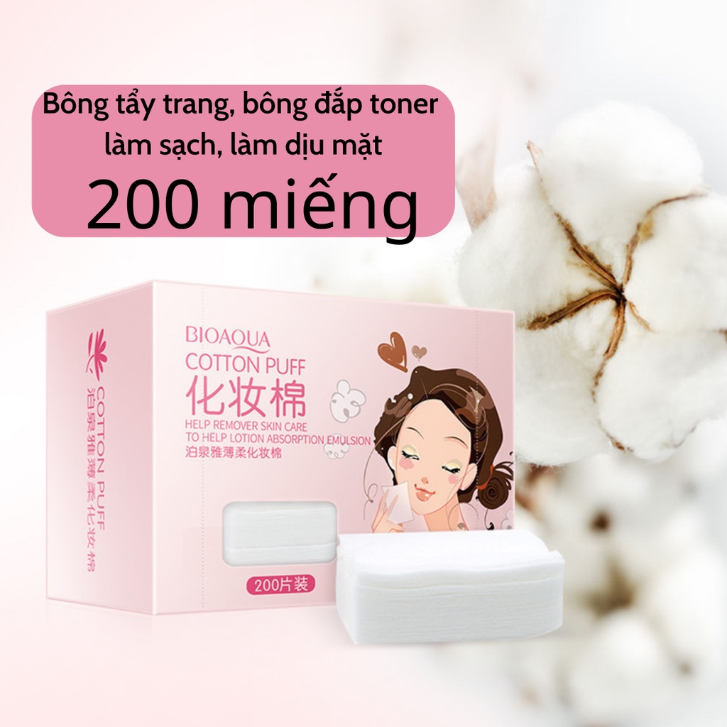 Bông tẩy trang, bông đắp toner  làm sạch, làm dịu mặt BIOAQUA tiện lợi dễ sử dụng không gây kích ứng nội địa Trung