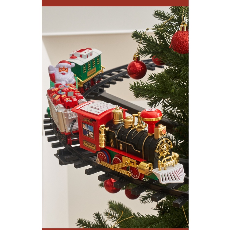 Phụ kiện trang trí cây thông giáng sinh CAO CẤP, Đoàn tàu hỏa nhỏ trên cây ông già NOEL