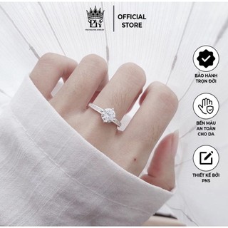 Nhẫn Bạc nữ PNS Nhẫn đá Trụ cao Bốn chấu Viền đá bằng sang trọng - Diamond 2
