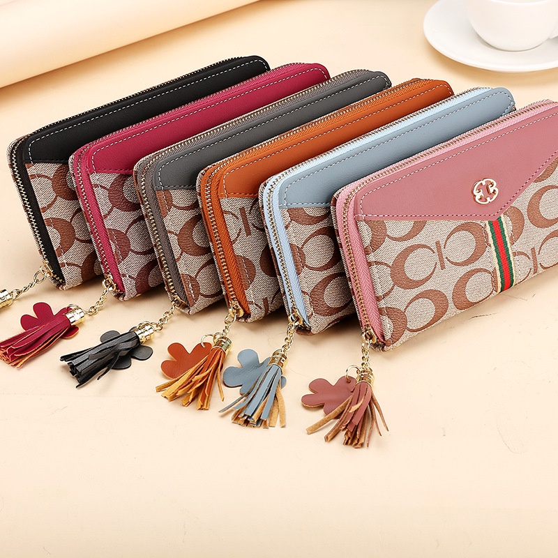 IELGY Ví Dài Hai Lớp Có Khóa Kéo In Họa Tiết Thời Trang Cho Nữ
