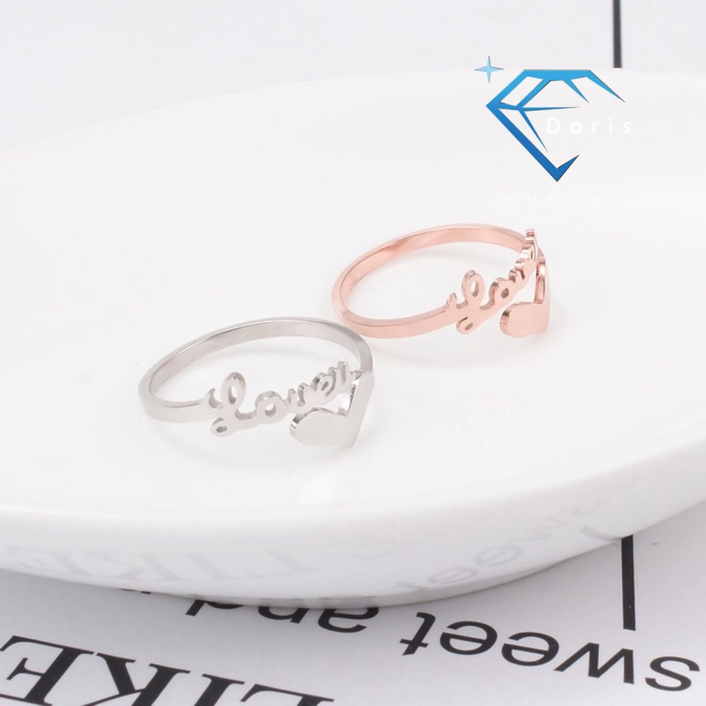 Nhẫn nữ Doris titan Love U free size Gold / Silver / Rose Gold J1-402