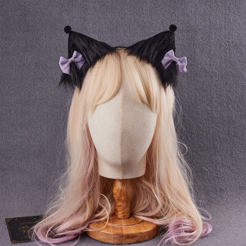 Băng Đô Cài Tóc Hình Tai Mèo Bằng Lông Giả Dễ Thương