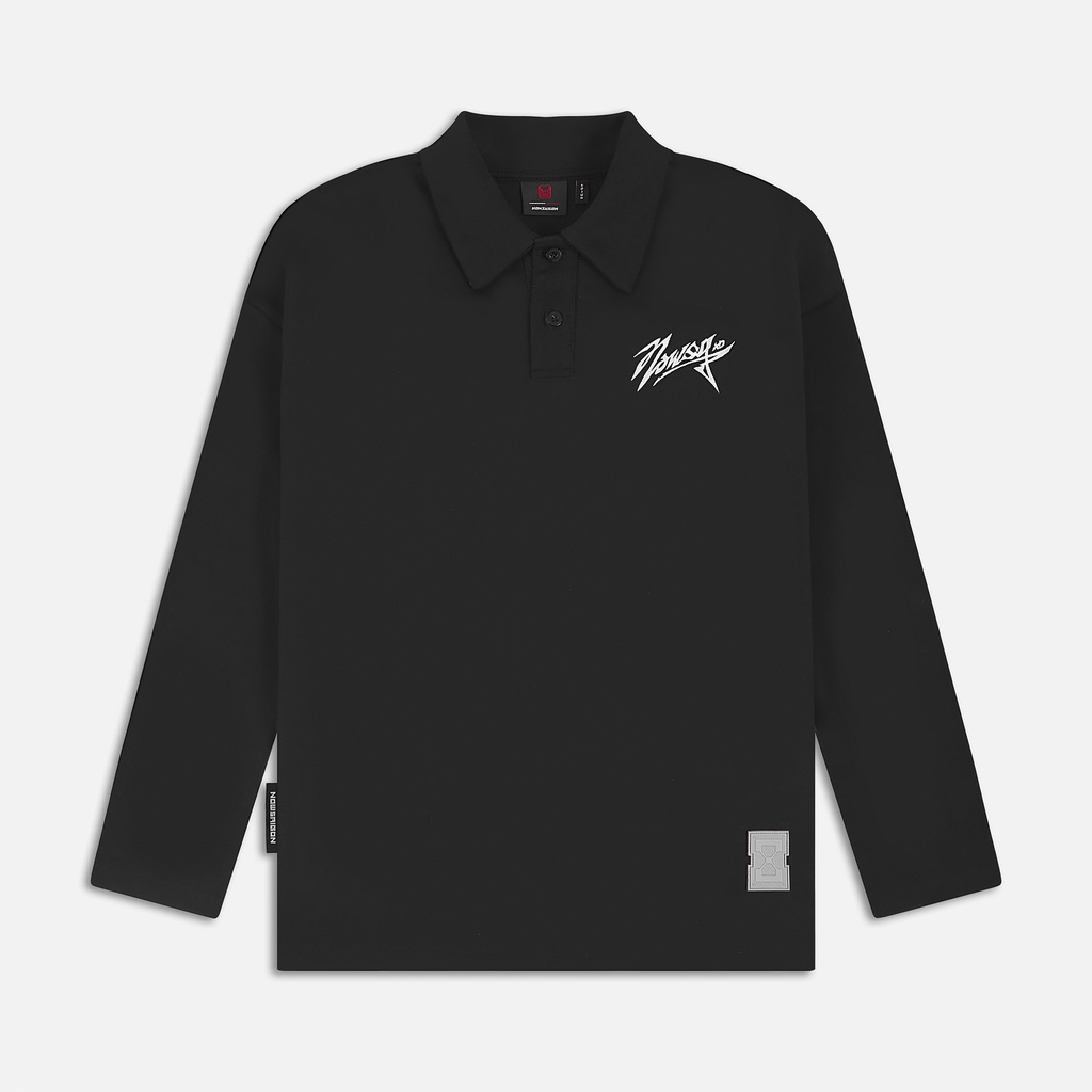 Áo Polo NEEDS OF WISDOM Nowsg Embroidered Long-sleeve Polo Shirts - Black - Local Brand Chính Hãng