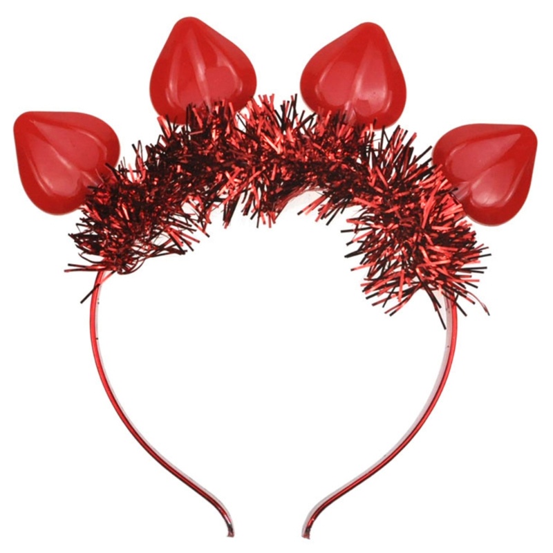 Flgo Băng Đô Cài Tóc Hình Trái Tim Đỏ Có Đèn LED Phát Sáng Trong Đêm Valentine