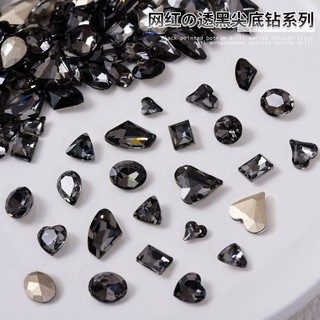 Set 3 viên đá pha lê K9, đá khối pha lê màu đen trang trí móng tay nghệ thuật