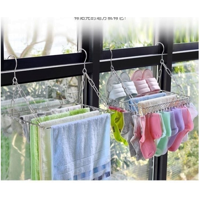 GIÀN PHƠI ĐỒ TREO BAN CÔNG VỚI 36 KẸP INOX ĐA NĂNG - GIÁ PHƠI ĐỒ ĐA NĂNG CHỊU LỰC TỐT CÓ THỂ XẾP GỌN TIỆN LỢI