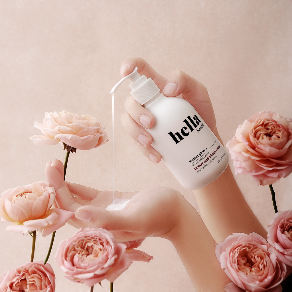 Kem Body Trắng Da Dưỡng Ẩm Nâng Tone Tức Thì, Niacinamide Mờ Thâm Hella Beauty 200g