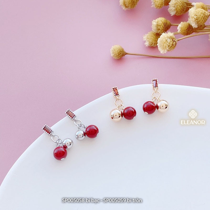 Bông tai nữ chuôi bạc 925 Eleanor Accessories đính đá bi tròn phụ kiện trang sức 5058