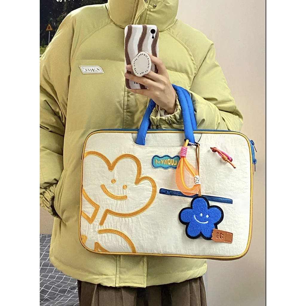 Túi đựng máy tính xách tay sức chứa lớn phong cách Hàn Quốc thời trang -hoa mặt trời 13.3inch 14.1inch 15.6inch