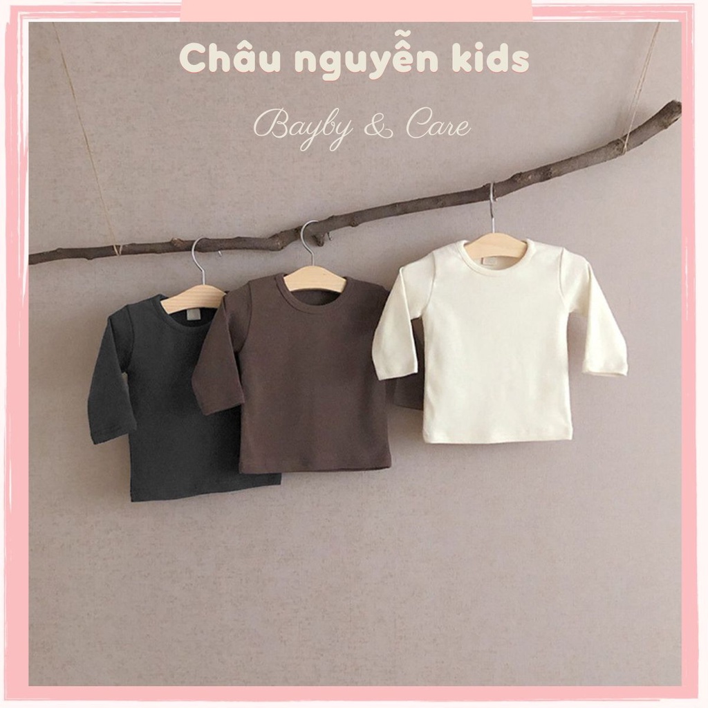 Áo dài tay bé trai bé gái Châu nguyễn kids chất cotton dài tay trơn phong cách hàn quốc BBAMMA hàng