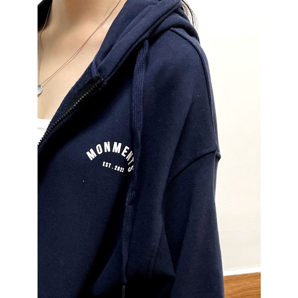 Áo khoác Hoodie zip Moment có nón vải chân cua cao cấp form rộng unisex nam nữ – Célia