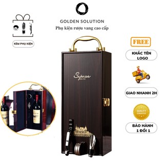 Hộp rượu vang, hộp đựng chai rượu vang gỗ sơn mài đơn cao cấp
