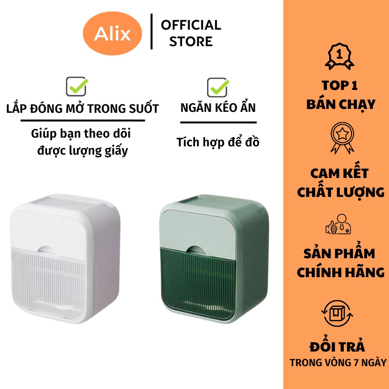 Hộp Đựng Giấy Vệ Sinh ALIX Nhựa Cao Cấp 2 Ngăn Chống Nước