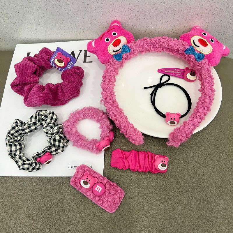 Bộ Dây Buộc Tóc / Kẹp tóc hỗ trợ rửa mặt Rửa Mặt Cỡ Lớn Hình Gấu / Dâu Tây Hoạt Hình Dễ Thương BI67