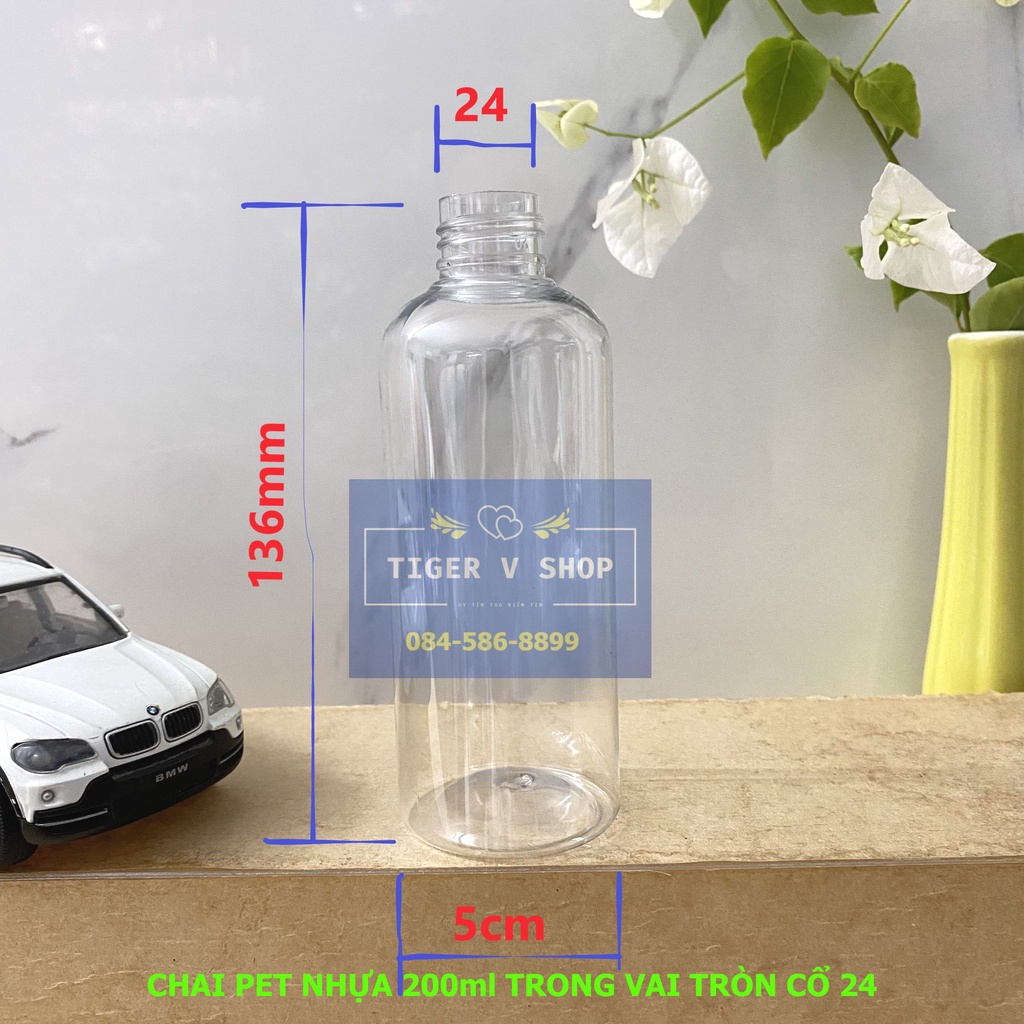 Chai pet nhựa 200ml vai tròn, nắp vòi nhấn các loại đựng xà phòng, dầu gội, sữa tắm