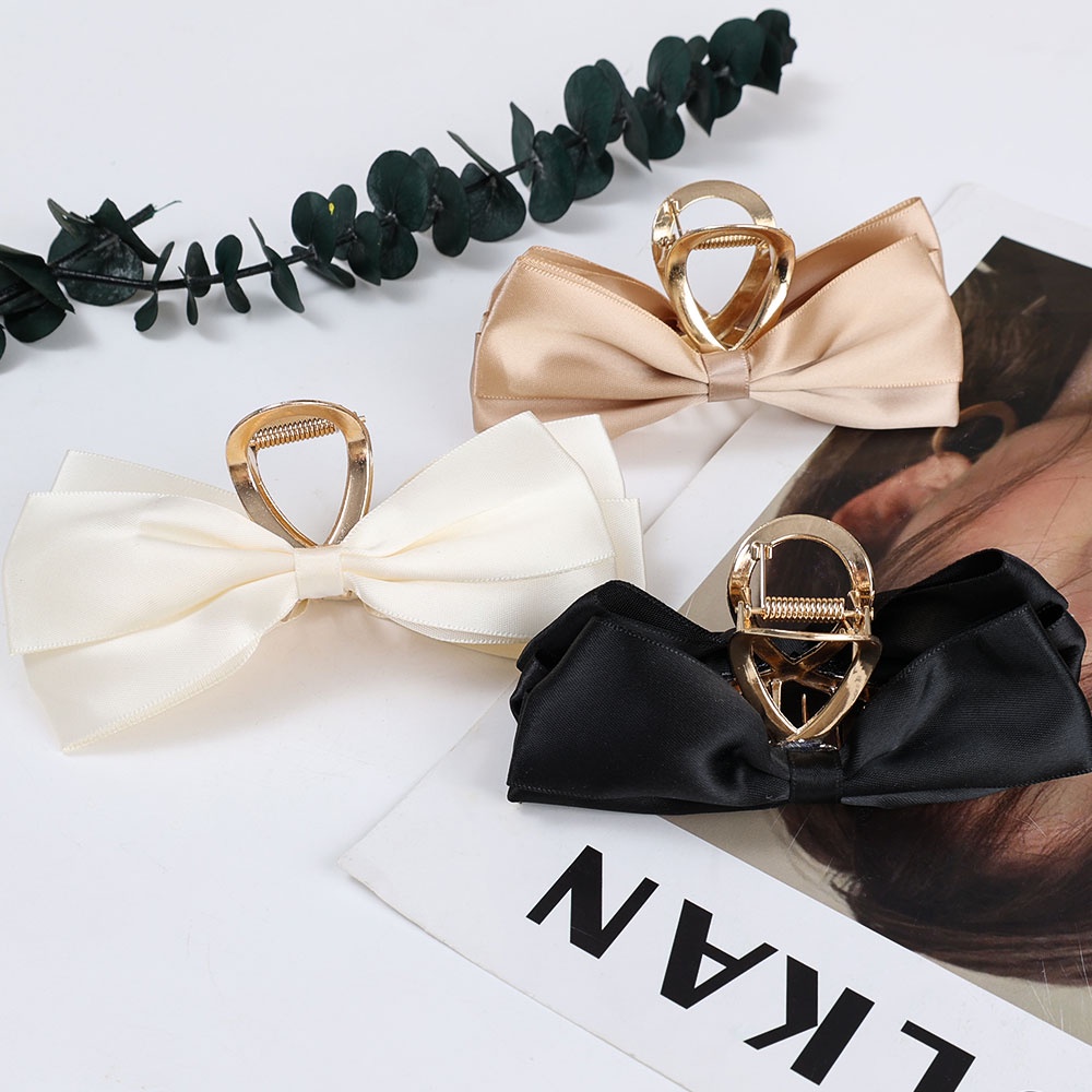 Kẹp Tóc Đuôi Ngựa Bằng Satin Hai Mặt Thanh Lịch Cá Tính 1 Cái Giá Đỡ