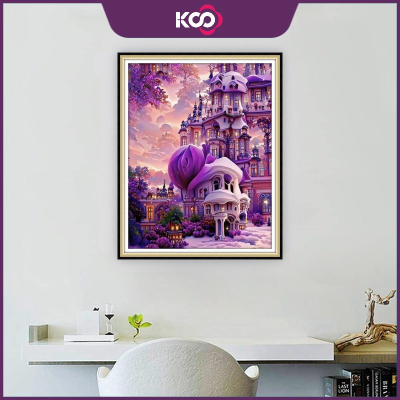 Bộ Tranh Đính Đá 5D Tự Làm Hình Lâu Đài Kích Thước 30x40cm / 40x50cm