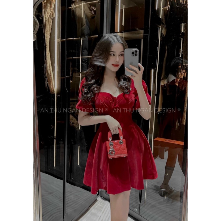 (MẪU MỚI) ĐẦM NHUNG CỨNG CÚP NGỰC VELVETS 2 MÀU ĐỎ ĐEN TONE DỄ MẶC CHO CÁC CHỊ EM UP VALENTINA