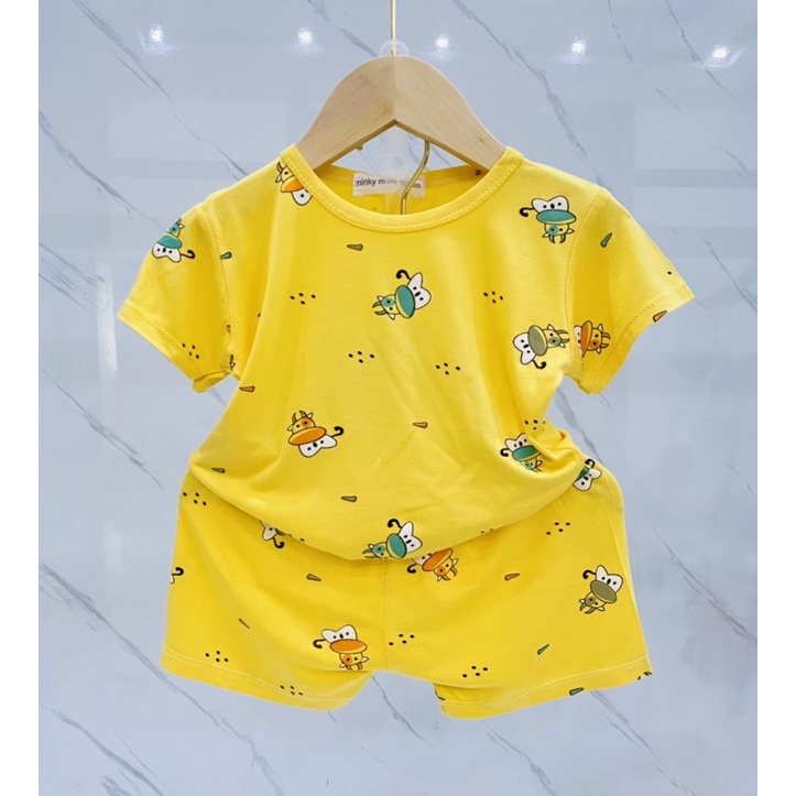 Bộ cộc tay minky mon cho bé size 6-15kg