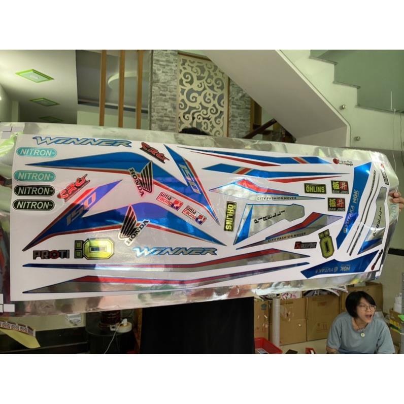 FREE SHIP + SALE SỐC +DECAL PVC 5 LỚP CHẤT LƯỢNG CAO Tem rời Winner 150 mẫu zin trắng xanh crom cao cấp