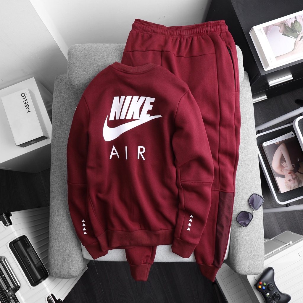 Quần áo Nike Air Tracksuits chất liệu nỉ cotton dày dặn không bai nhão, không xù, logo in lụa siêu bền B54 BLACANIGA