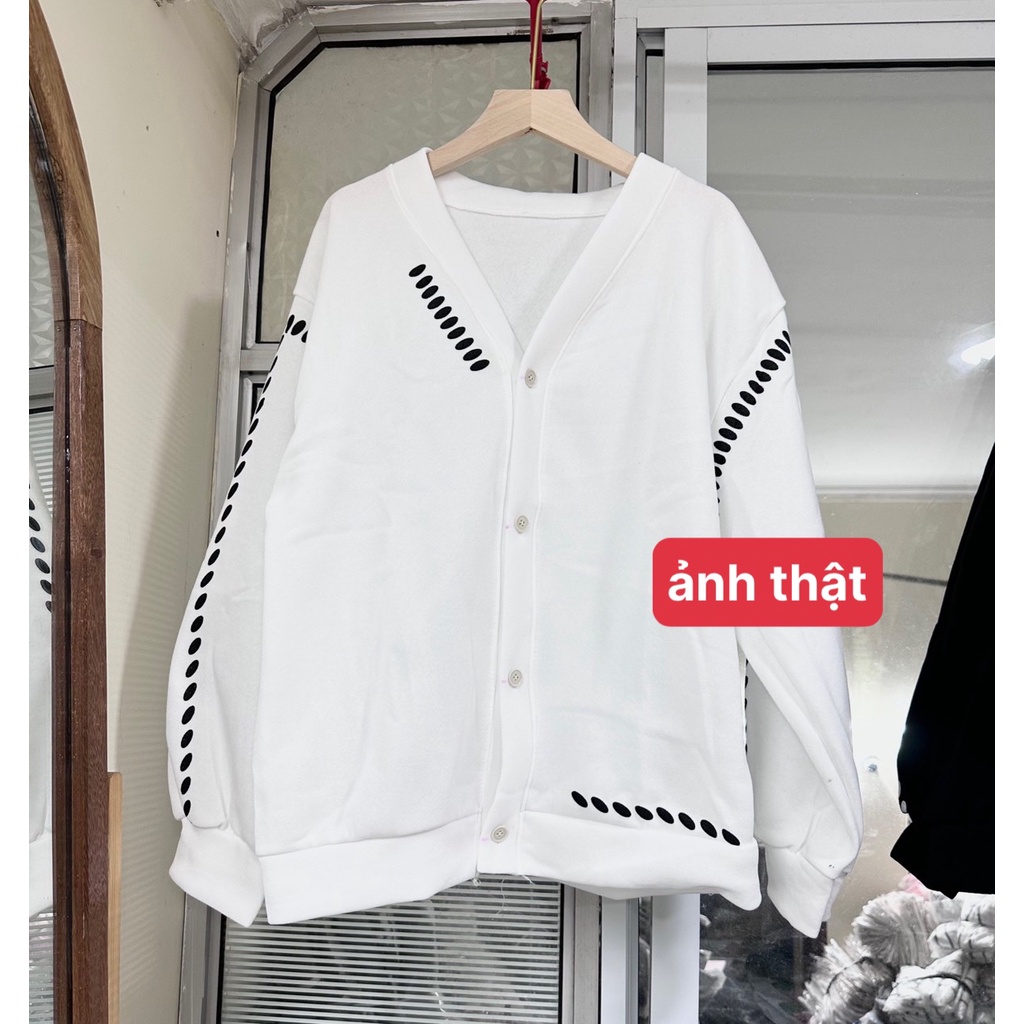 Áo Khoác Cardigan Nét Đứt Đen/Trắng Form Rộng Nam Nữ | BigBuy360 - bigbuy360.vn