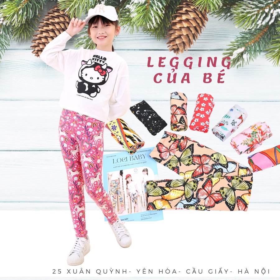 Quần legging cho bé gái 3 tuổi đến 45kg , chất liệu co giãn mềm mịn nhiều họa tiết hoa văn .