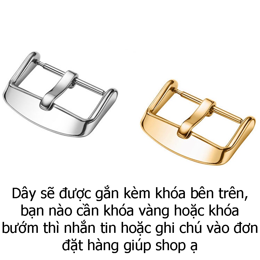 Dây da đồng hồ nữ nam da bò thật hai mặt lớp da đầu tiên size 12mm 14mm 16mm 18mm 20mm 22mm, dây đồng hồ da nam nữ