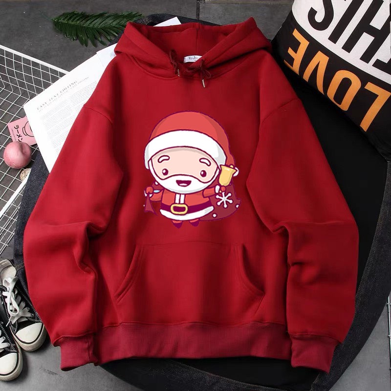 Áo hoodie mũ Ông già Noel, Áo nỉ chất đẹp không xù, thiết kế bo gấu trắng cá tính - FANI