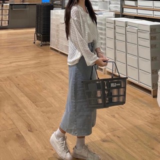 Chân váy jeans xẻ tà Ulzzang