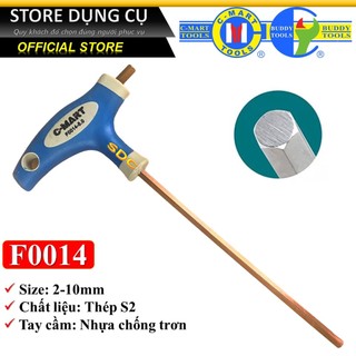 2-10mm lục giác tay cầm chữ t 2 đầu c-mart f0014 | tay vặn lục giác chữ t thép s2 cao cấp cmart f0014-8 f0014-10