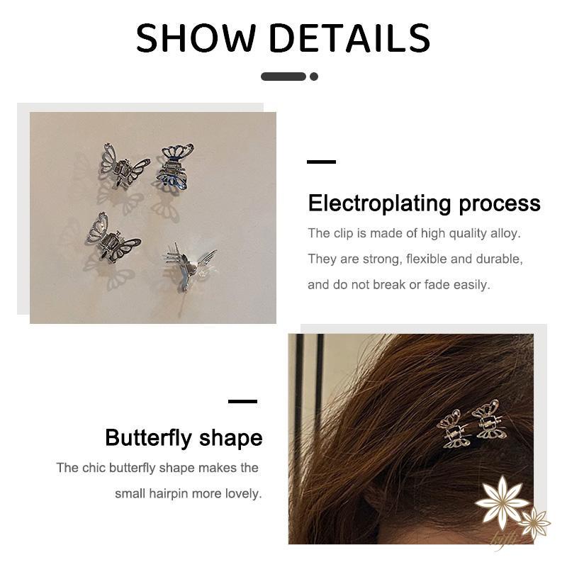 Kẹp tóc kim loại mini hình bươm bướm xinh xắn dành cho nữ