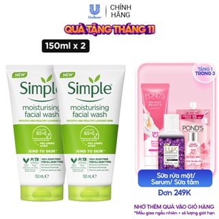 Combo 2 sữa rửa mặt Simple giúp cấp ẩm cho da khô nhạy cảm & không chứa xà