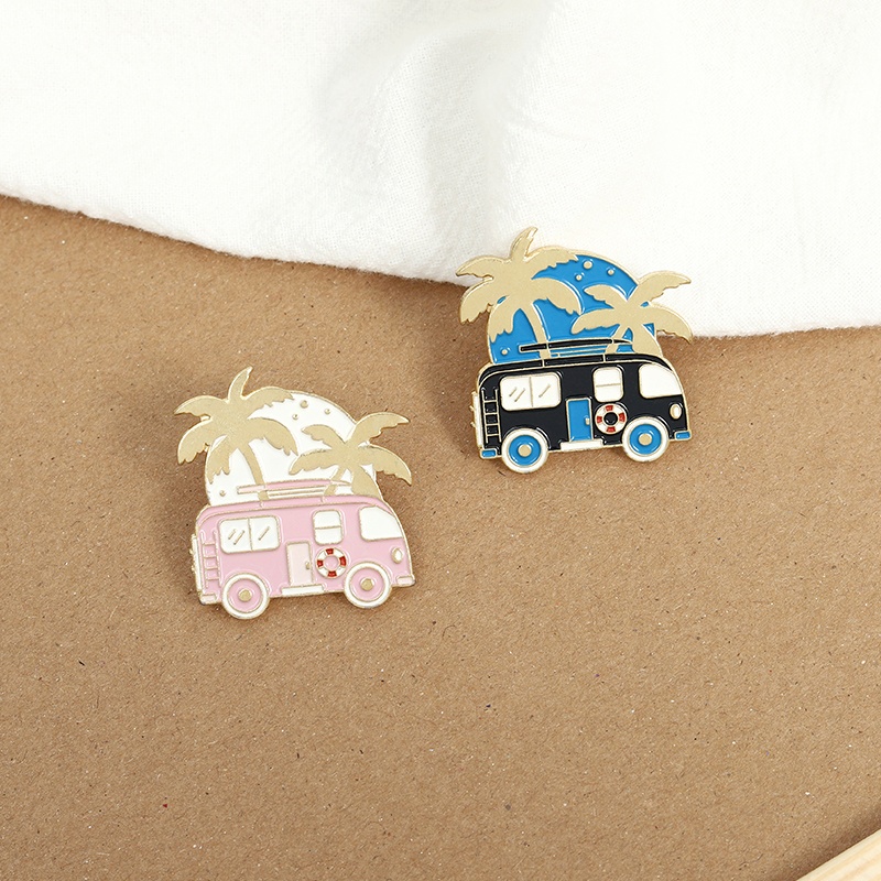 Huy hiệu cài áo MISS ZOE hình xe buýt hoạt hình ngộ nghĩnh tùy chọn màu sắc