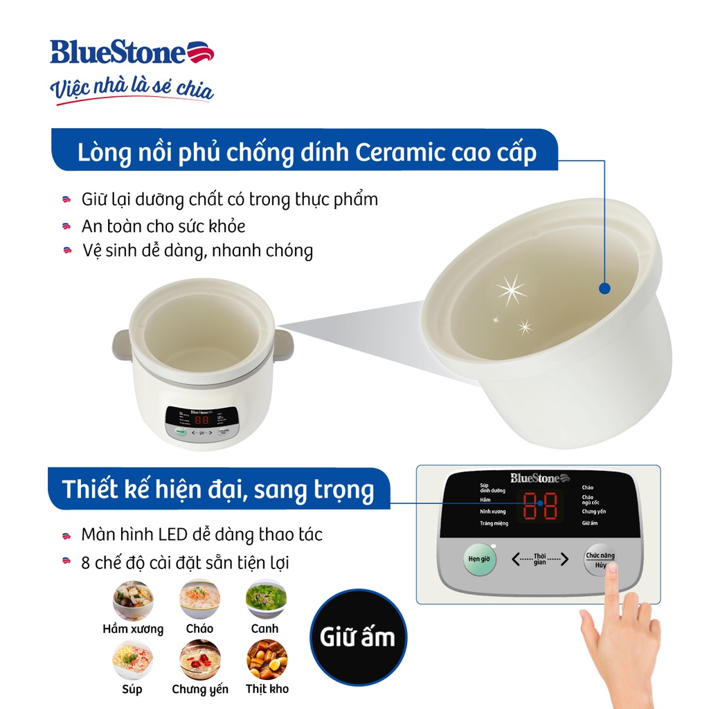 Nồi Nấu Chậm 200W Bluestone SCB-6123