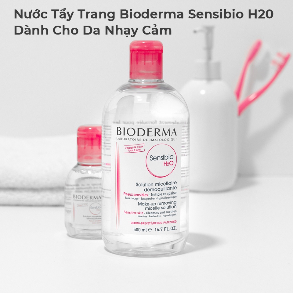 Nước Tẩy Trang Bioderma Sensibio 500ml thẩm thấu nhẹ nhàng dưỡng ẩm da ngăn ngừa da khô, lão hóa