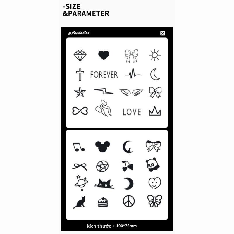 SET 32 Hình Xăm Dán Tạm Thời Funtattoo Kéo Dài 15 Ngày Chống Nước Chống Cọ Xát