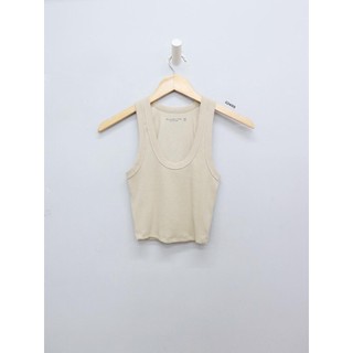 C0455 - Áo thun gân croptop Abercrombie and Fitch cổ tròn, sát nách, trơn