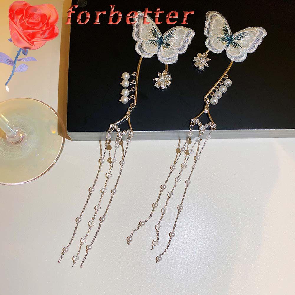 Bông Tai Kẹp Vành Tai Hình Bướm Đính Ngọc Trai Phong Cách Hàn Quốc Dành Cho Nữ