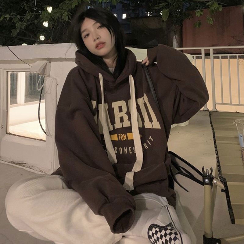 Áo Hoodie In Chữ Phong Cách Hàn Quốc Trẻ Trung Dành Cho Nữ