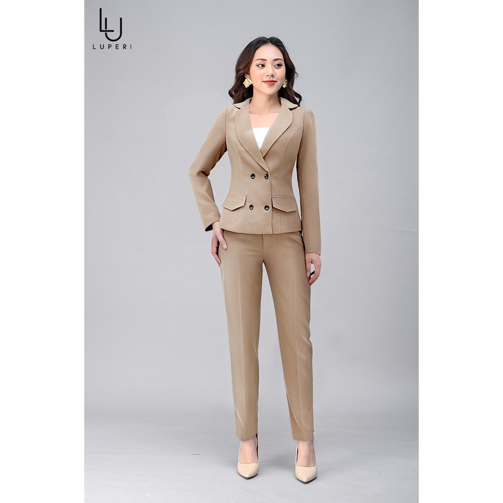 Sét Bộ Nữ Công Sở Cao Cấp LUPERI LFSB4114 Áo Vest Dài Tay Kết Hợp Quần Dài Dáng Baggy