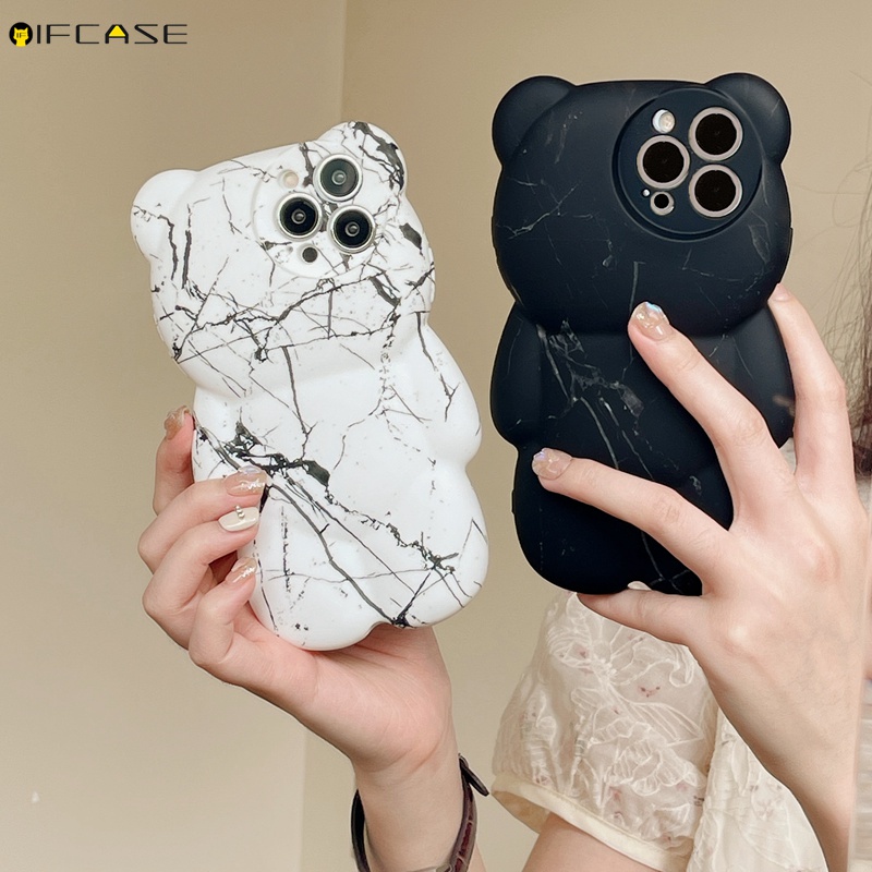 Ốp Điện Thoại Mềm Chống Sốc In Họa Tiết Gấu 3D Đơn Giản Cho iPhone 14 Plus 14 13 12 11 Pro Max