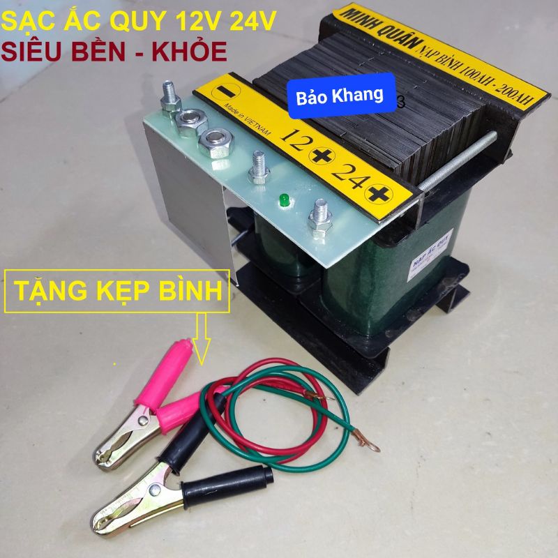 Máy Nạp Ắc Quy - Sạc Bình Ắc Quy 12V-24V 100% Dây Đồng Nạp Bình 100ah Đến 200ah