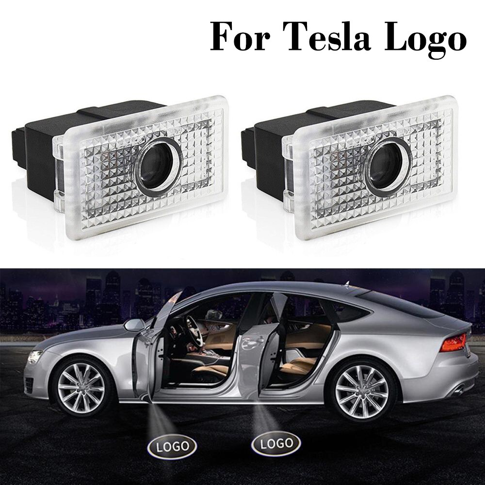 Đèn LED Chiếu Logo Nano Gắn Cửa Xe Hơi Trang Trí Cho Tesla Model 3 X S Y Auto Emblem Luces