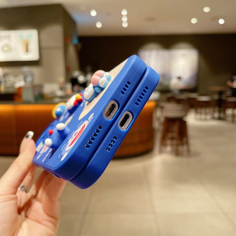 Compatible For Xiaomi Redmi Note 12 Pro+ 11 Pro 12S 11S 10S 10 5G 9S 10 9 8 Pro Redmi 12C 10C A2 A1 9A 9C 9T 10 9 Blue 3D doll Doraemon creative mobile Case