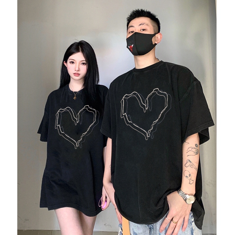 Áo thun IHKKE tay ngắn dáng rộng phong cách hip hop thời trang mùa hè cá tính unisex