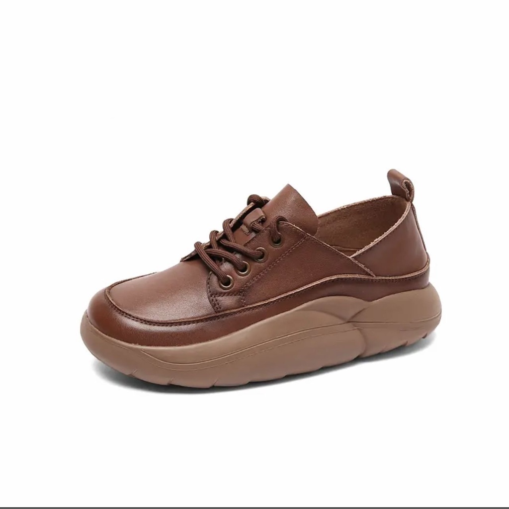 Giày Da Đế Dày Buộc Dây Phong Cách Roman Thời Trang Cho Nữ